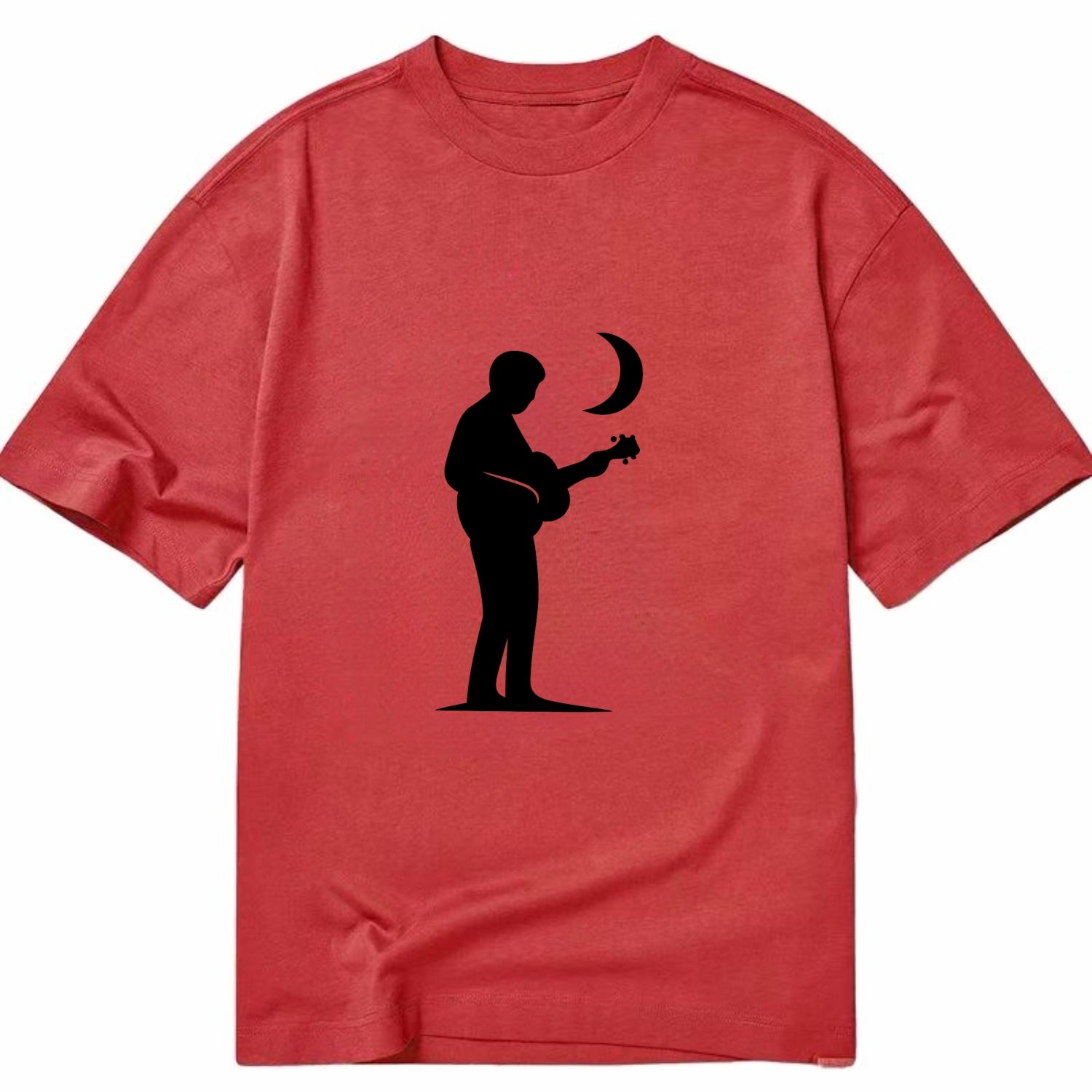 Guitarist playing acoustic under moonlight - Classic T-shirt - Red