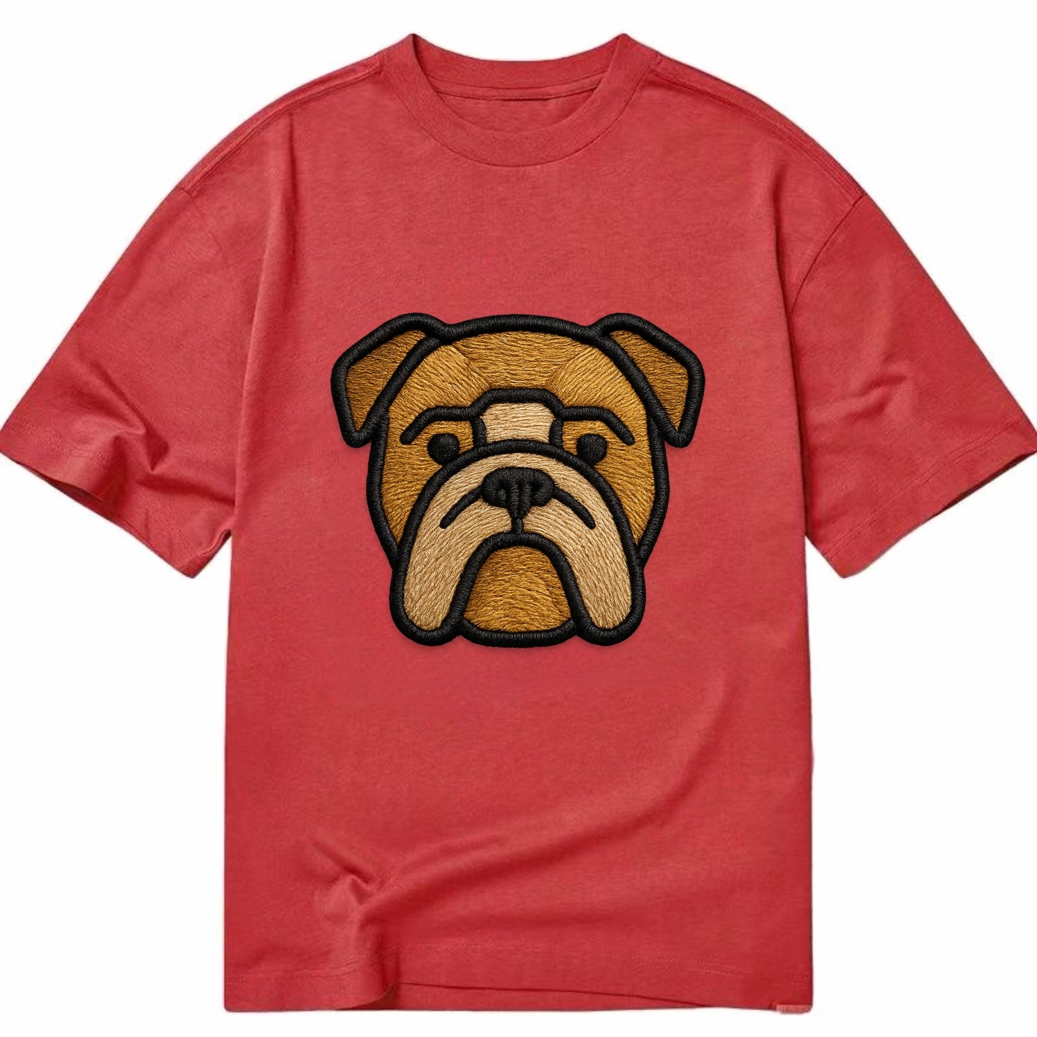 Bulldog - Minimalist geometric design wi - Classic T-shirt - Red
