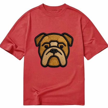 Bulldog - Minimalist geometric design wi - Classic T-shirt - Red