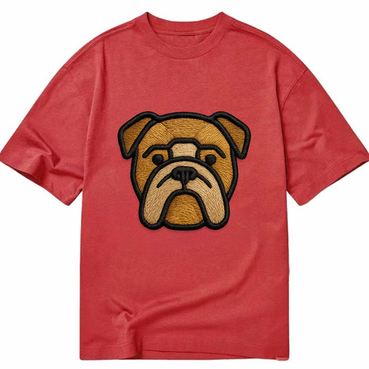 Bulldog - Minimalist geometric design wi - Classic T-shirt - Red