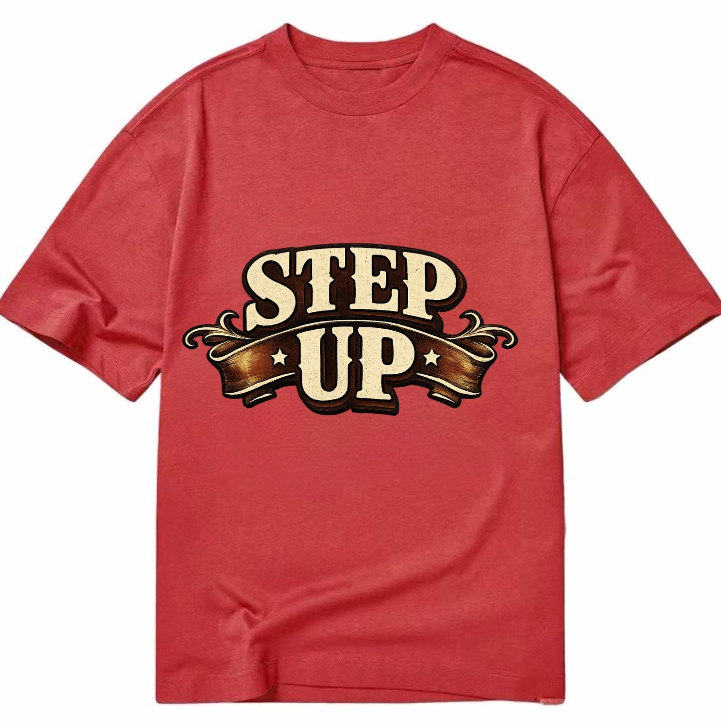 Bold typography design - "STEP UP" - rise to occasion, take charge - Classic T-shirt - Red