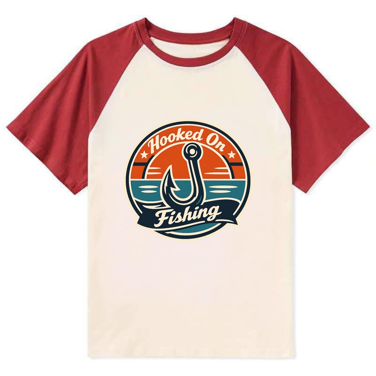 Angler's Emblem of Passion - Contrast Raglan T-shirt - Red