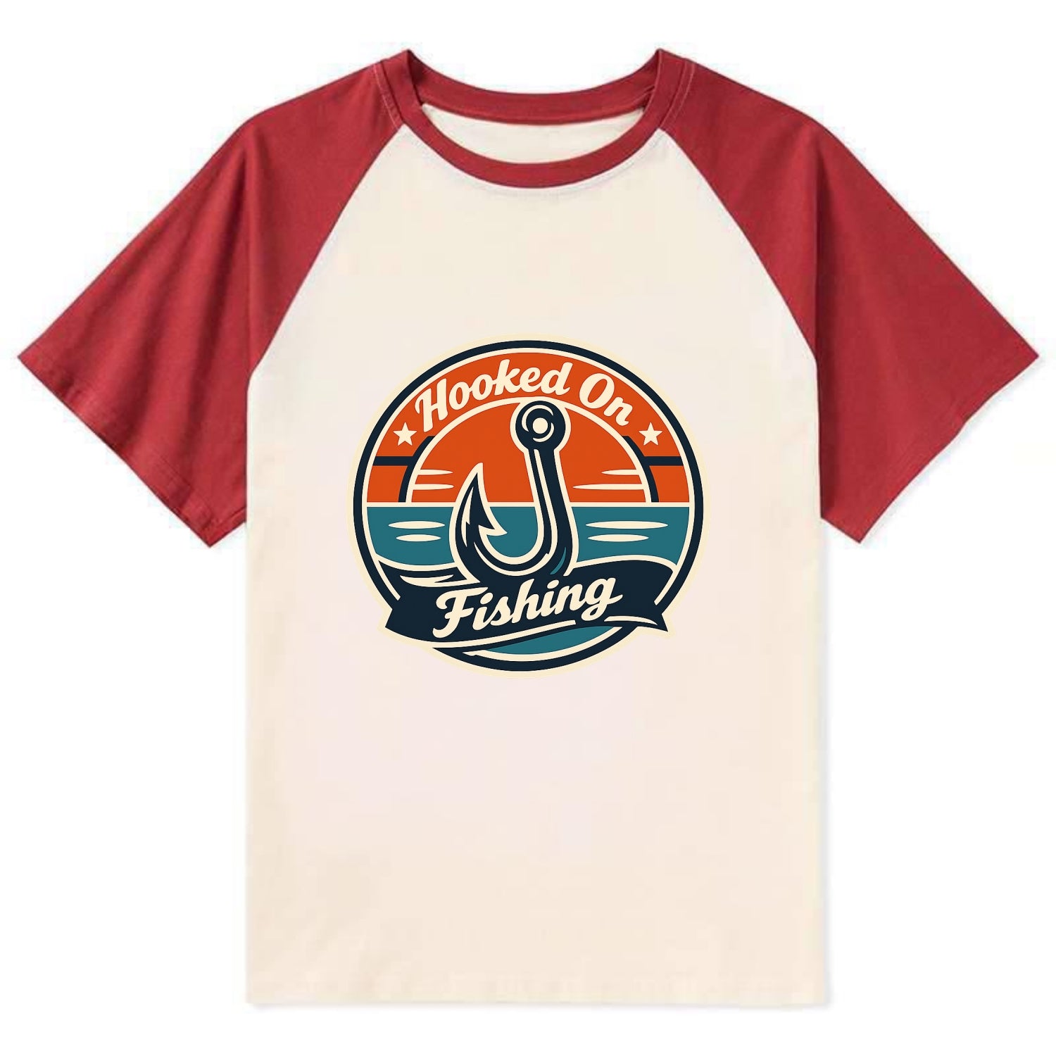 Angler's Emblem of Passion - Contrast Raglan T-shirt - Red
