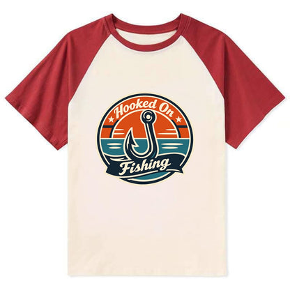 Angler's Emblem of Passion - Contrast Raglan T-shirt - Red