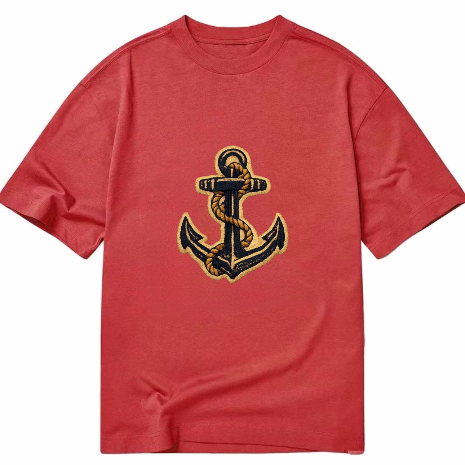ANCHOR ROPE - classic anchor with rope in navy and gold , sailor - Classic T-shirt - Red