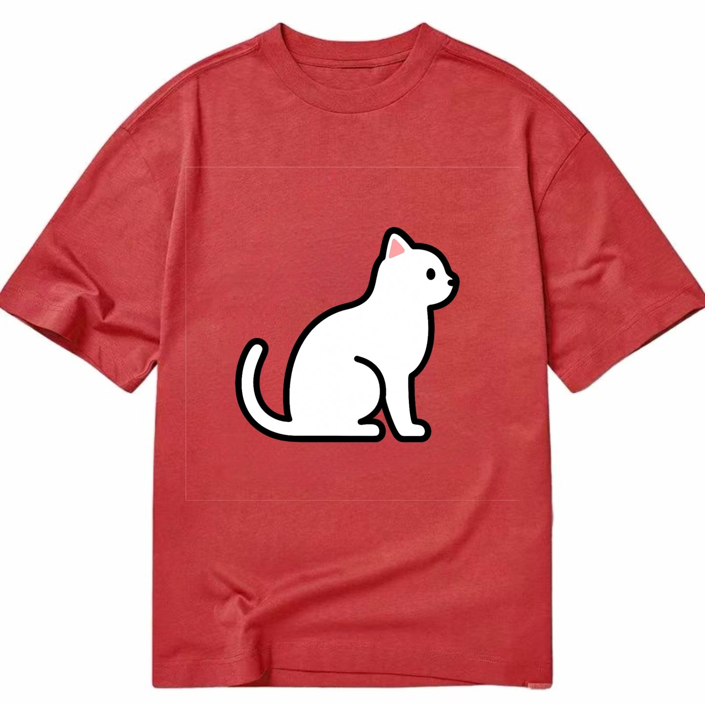 Domestic Shorthair - White classic flat side profile - Classic T-shirt - Red
