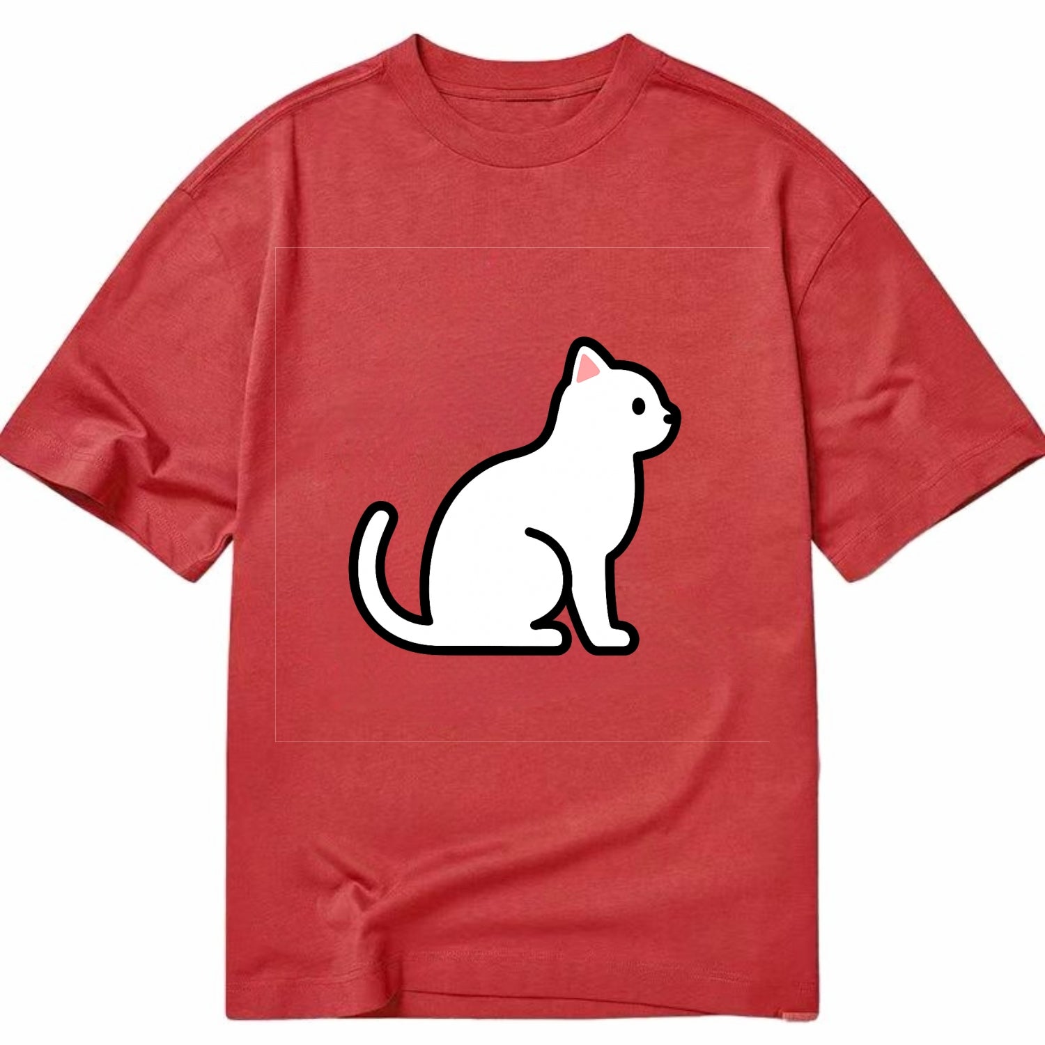 Domestic Shorthair - White classic flat side profile - Classic T-shirt - Red