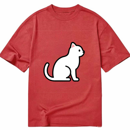 Domestic Shorthair - White classic flat side profile - Classic T-shirt - Red