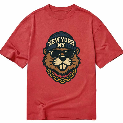 {animal:beaver,locationText:NEW YORK,initials:NY,beanieColor:navy, - Classic T-shirt
