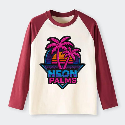 Neon Palms - Raglan Long Sleeve T-Shirt
