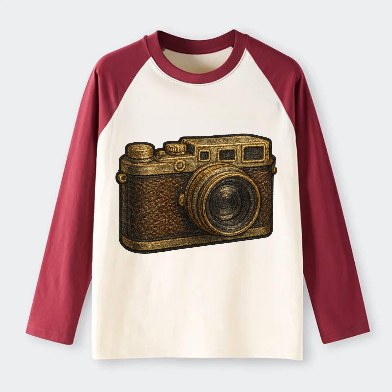 Film Camera  - Raglan Long Sleeve T-Shirt - Red