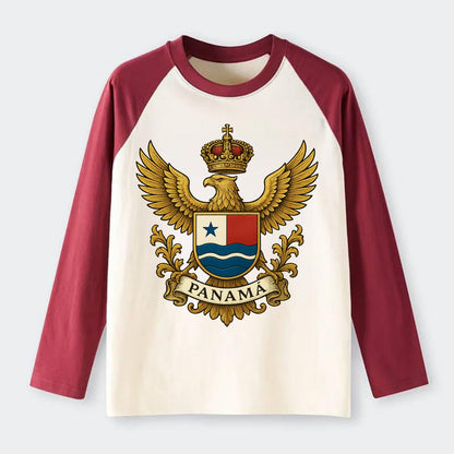 Panama Heritage Badge - Raglan Long Sleeve T-Shirt - Red