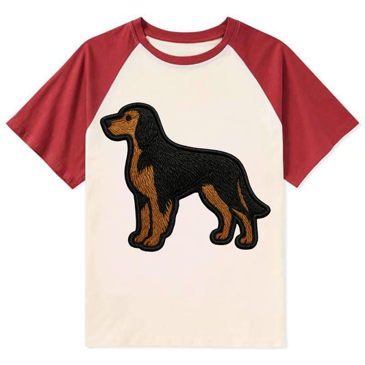 Gordon Setter - Modern setter silhouette - Contrast Raglan T-shirt - Red