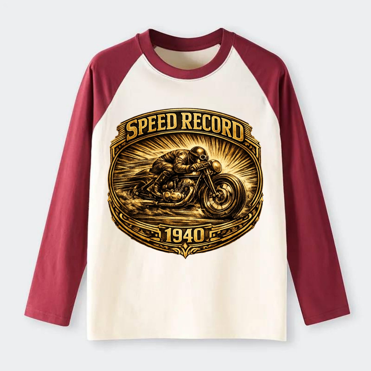 Speed Record Racer - Raglan Long Sleeve T-Shirt - Red