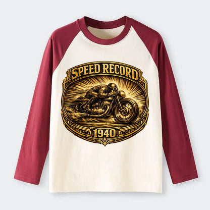 Speed Record Racer - Raglan Long Sleeve T-Shirt - Red