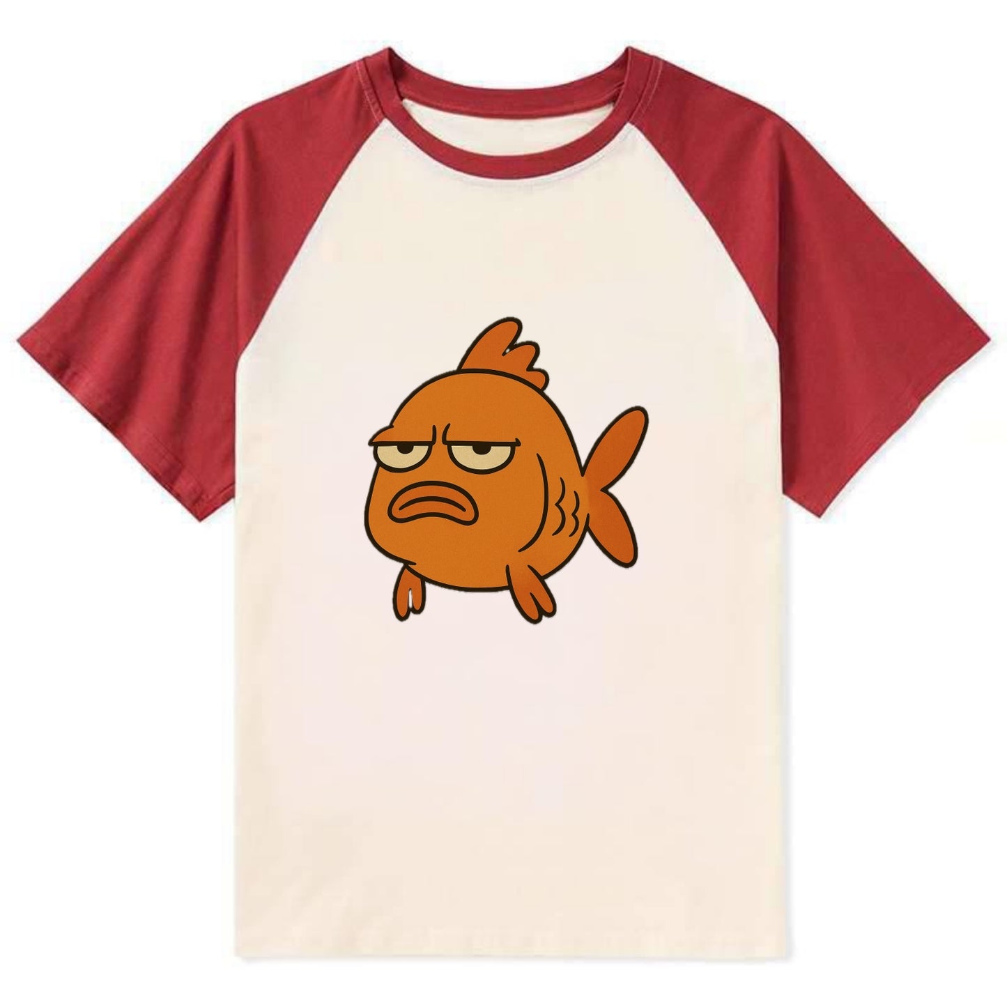 The Goldfish Judging Silently - Contrast Raglan T-shirt - Red
