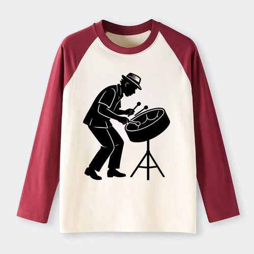 Steel drum player Caribbean rhythm - Raglan Long Sleeve T-Shirt