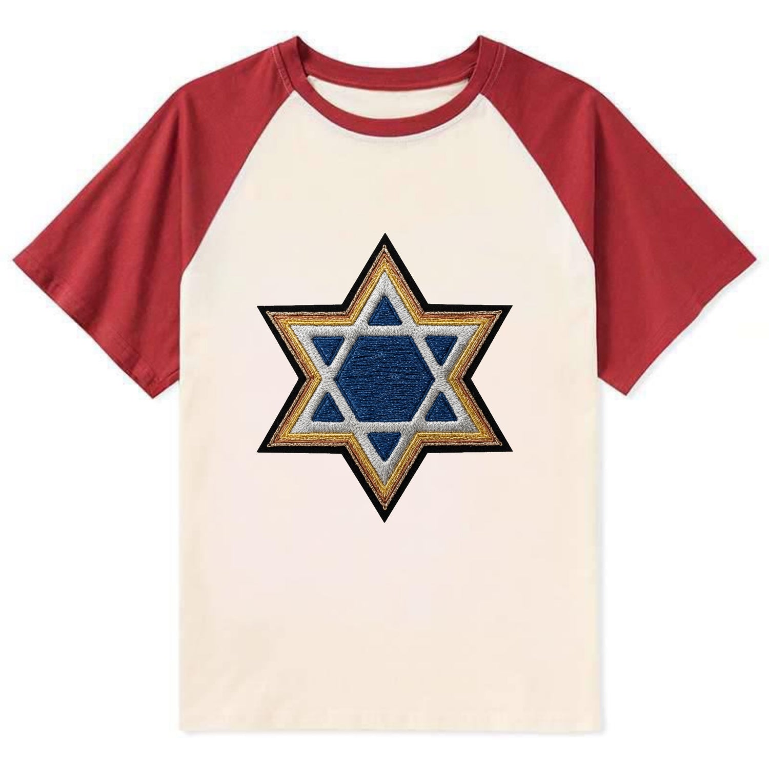 Star of David - Contrast Raglan T-shirt - Red