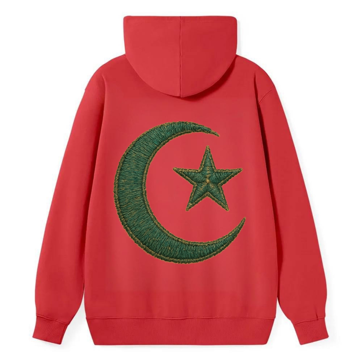 Crescent Moon and Star - Classic Pullover Hoodie - Red