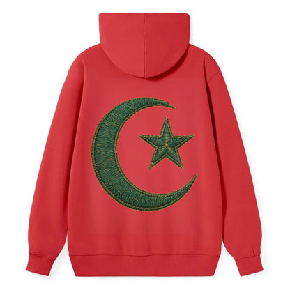 Crescent Moon and Star - Classic Pullover Hoodie - Red
