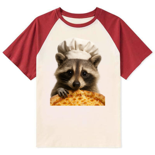 Pizza Dad Raccoon  - Contrast Raglan T-shirt