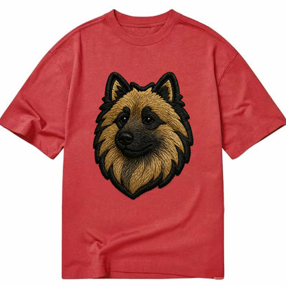Keeshond - Contemporary spitz logo with - Classic T-shirt - Red