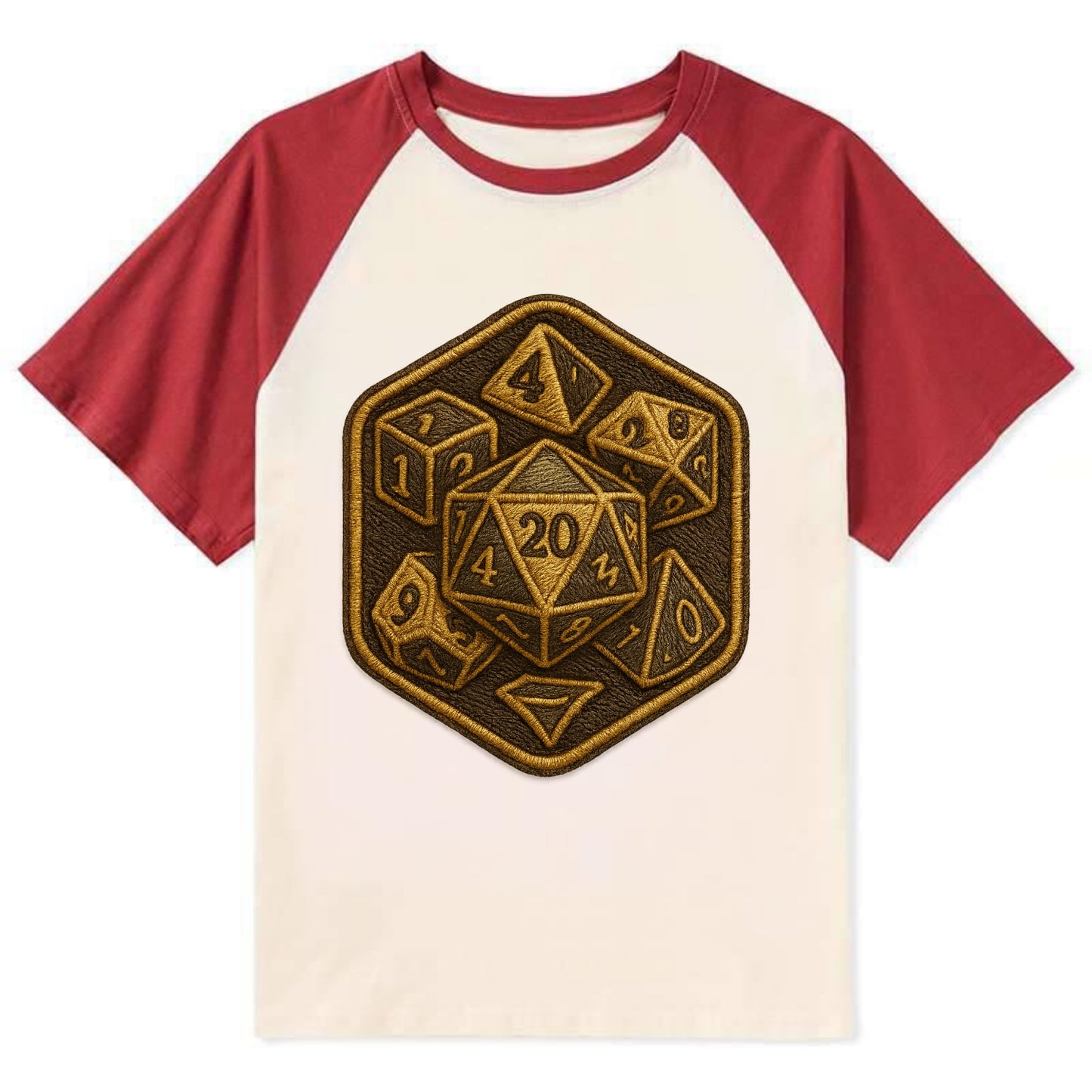Dice set for tabletop gaming - RPG enthusiast - Contrast Raglan T-shirt - Red