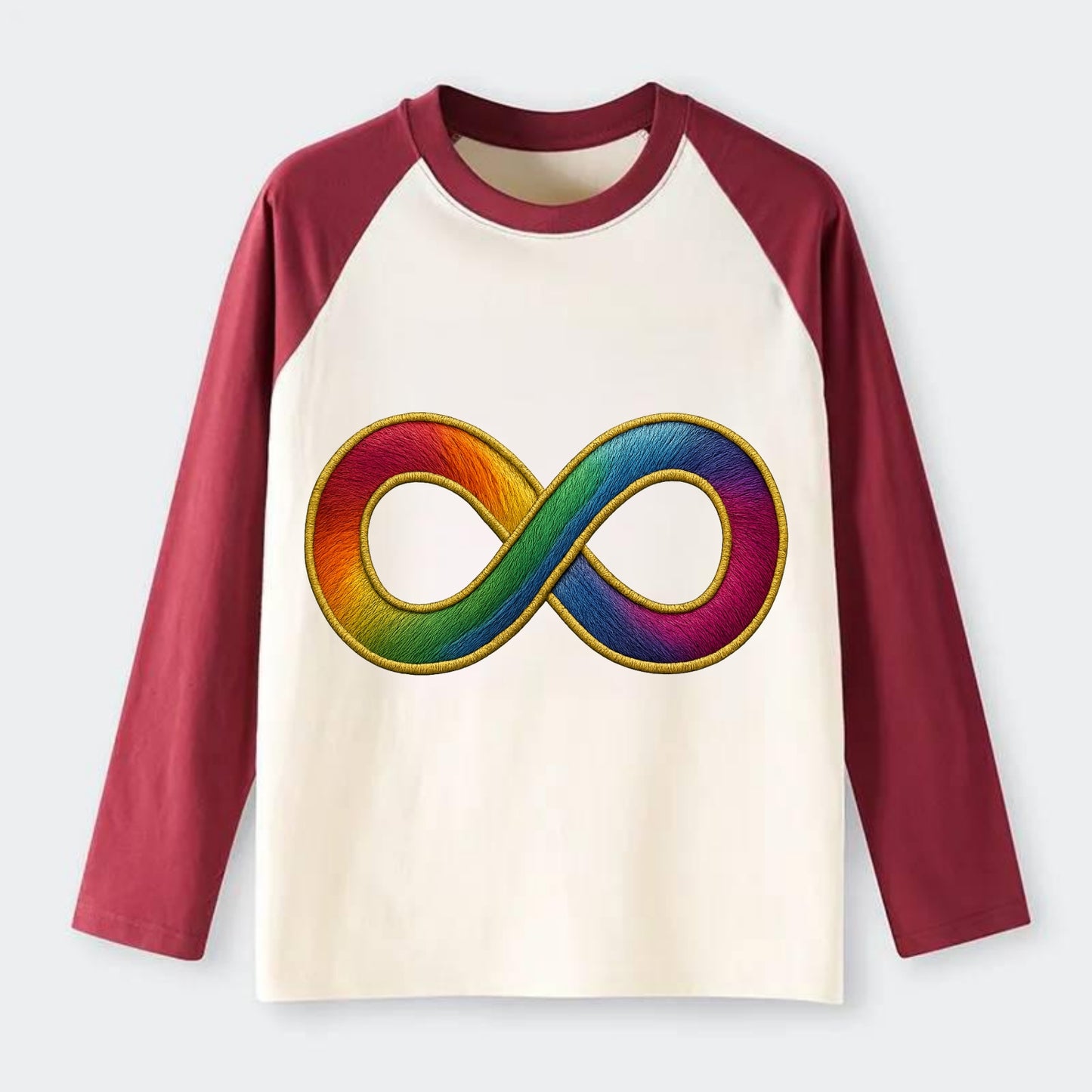 Infinity Symbol  - Raglan Long Sleeve T-Shirt - Red