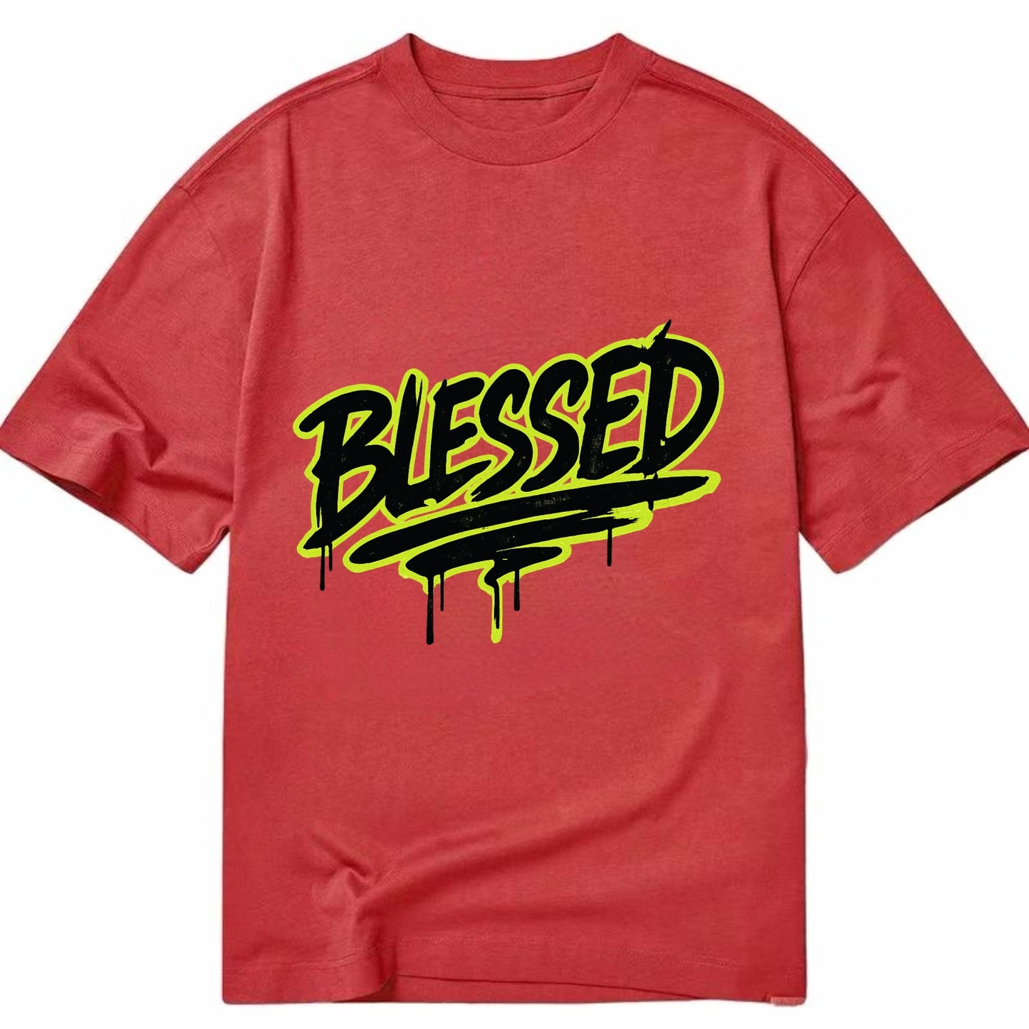 Bold typography design - "BLESSED" - recognizing good fortune, abundance - Classic T-shirt - Red