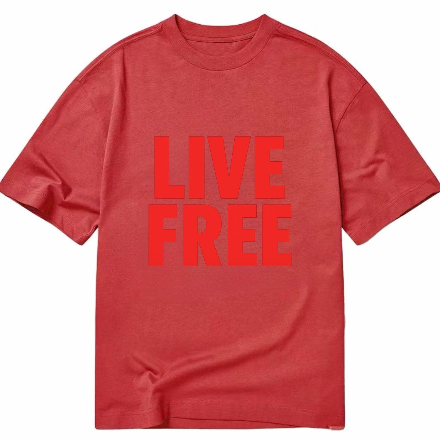 Bold typography design - "LIVE FREE" - unrestricted living - Classic T-shirt - Red