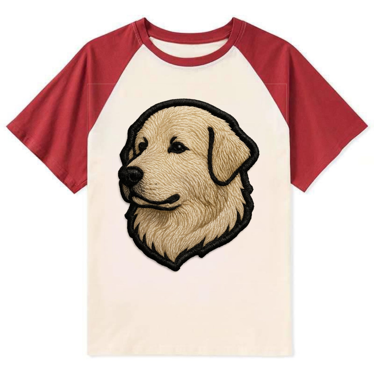 Great Pyrenees - Trendy fluffy giant des - Contrast Raglan T-shirt - Red