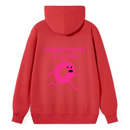 COMMITMENT IS SCARY | Terrified ring running away - Classic Pullover Hoodie - Red