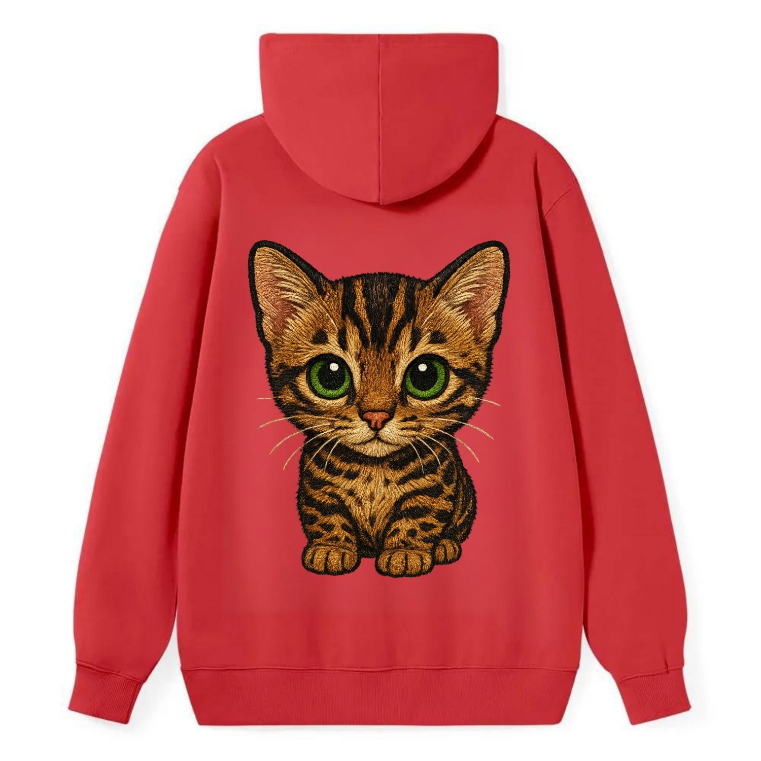 Baby Bengal Kitten - spotted/marbled wild coat, green eyes, athletic - Classic Pullover Hoodie - Red