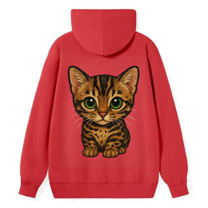 Baby Bengal Kitten - spotted/marbled wild coat, green eyes, athletic - Classic Pullover Hoodie - Red