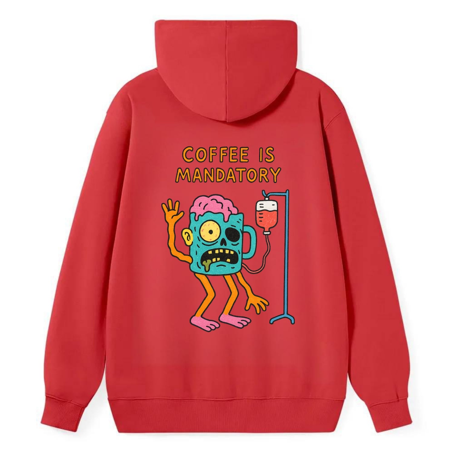 COFFEE IS MANDATORY | Zombie mug with IV drip - Classic Pullover Hoodie - Red