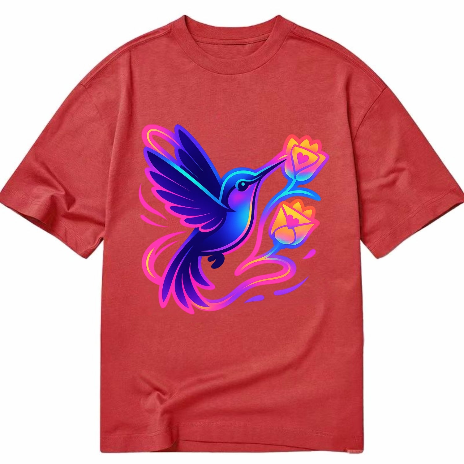 Hummingbird delivering miniature love letters tucked inside flower envelopes - Classic T-shirt - Red