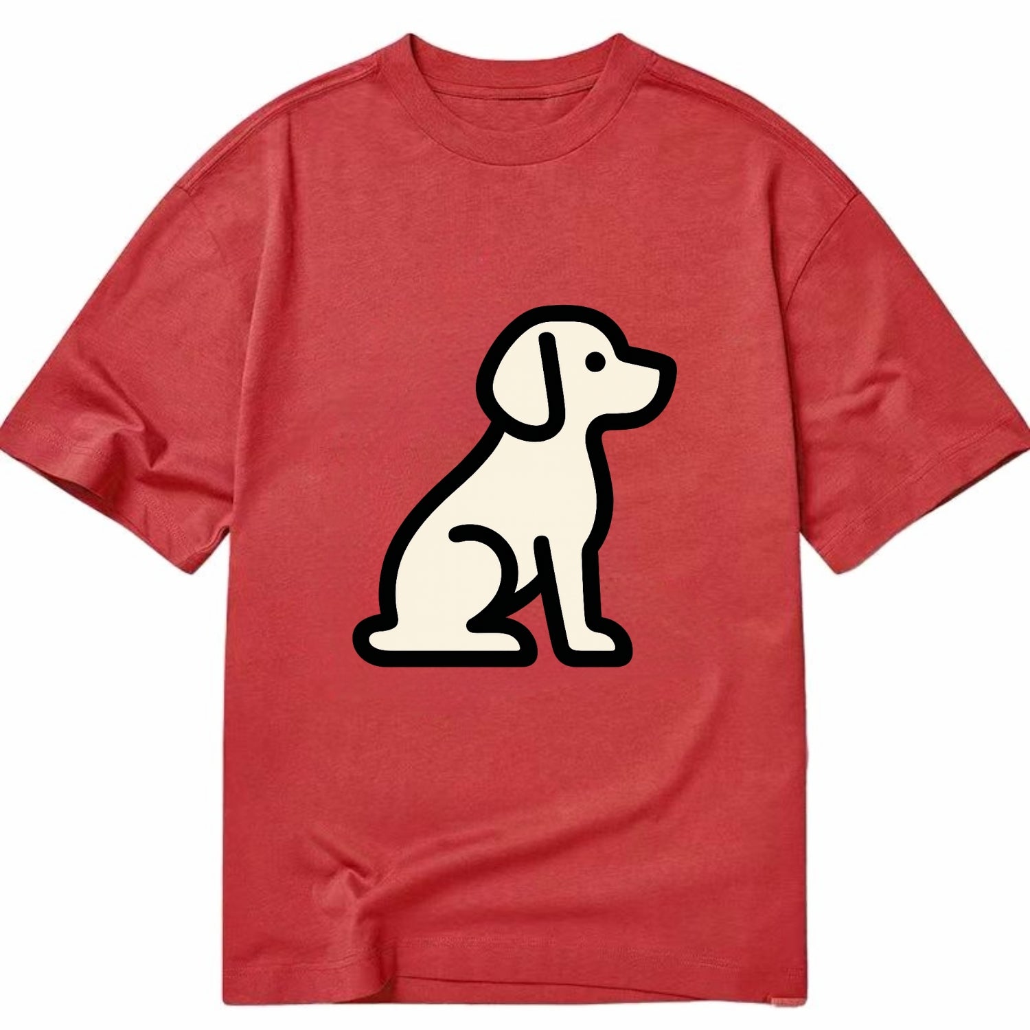 Beagle - Modern minimal sitting pose wit - Classic T-shirt - Red