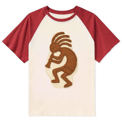 Kokopelli  - Contrast Raglan T-shirt - Red
