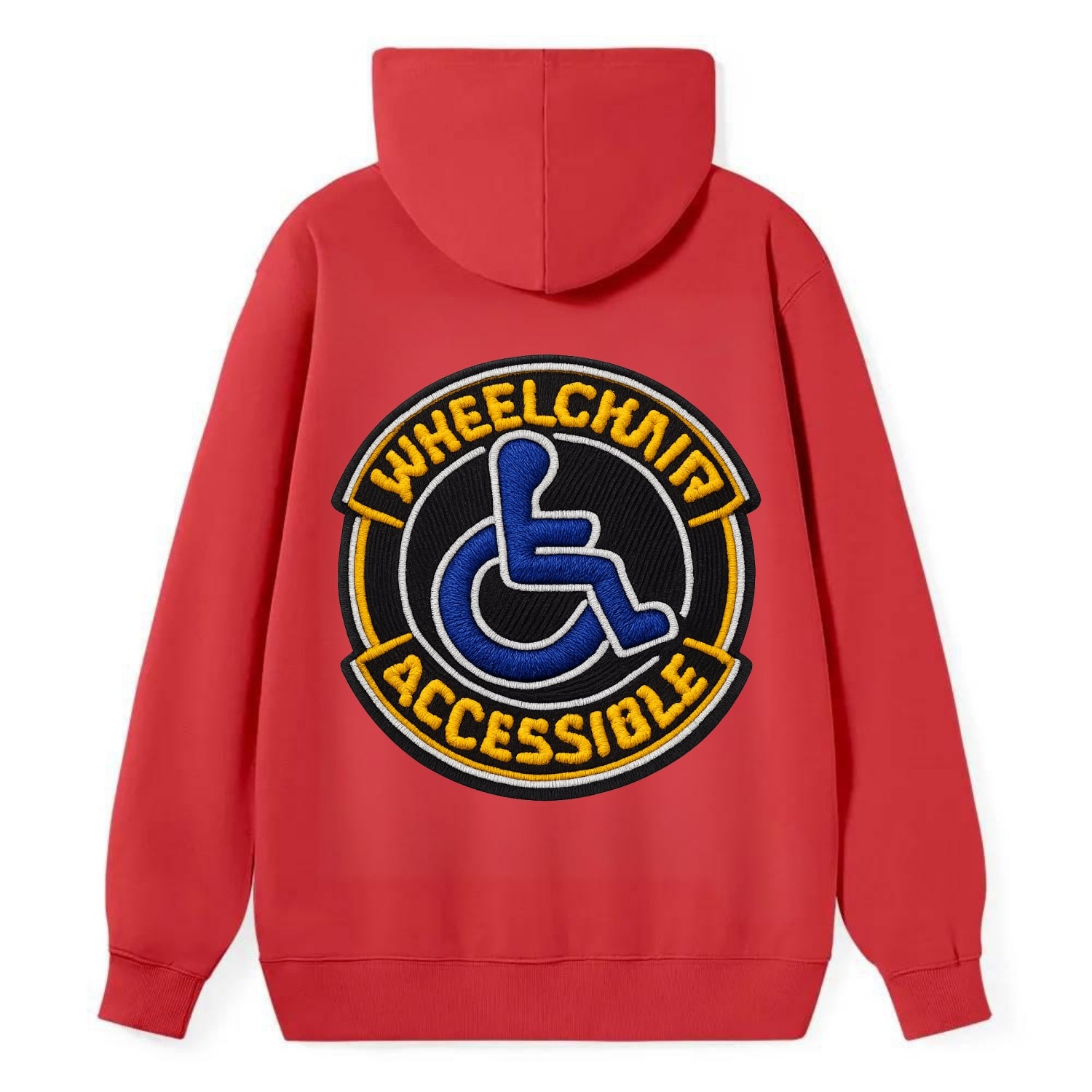 WHEELCHAIR ACCESSIBLE - accessibility symbol in blue , inclusion - Classic Pullover Hoodie - Red