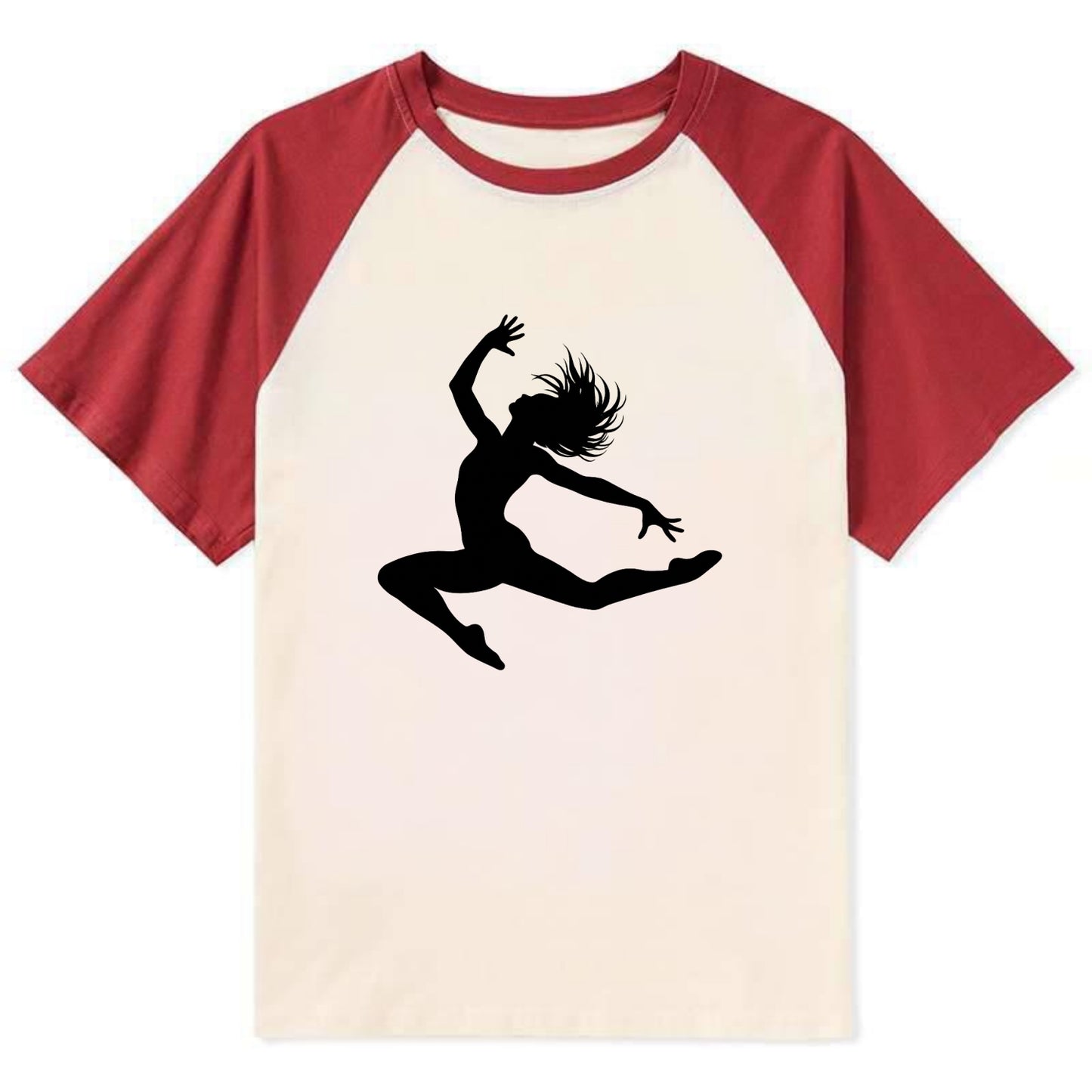 Contemporary dancer leap mid-air - Contrast Raglan T-shirt - Red