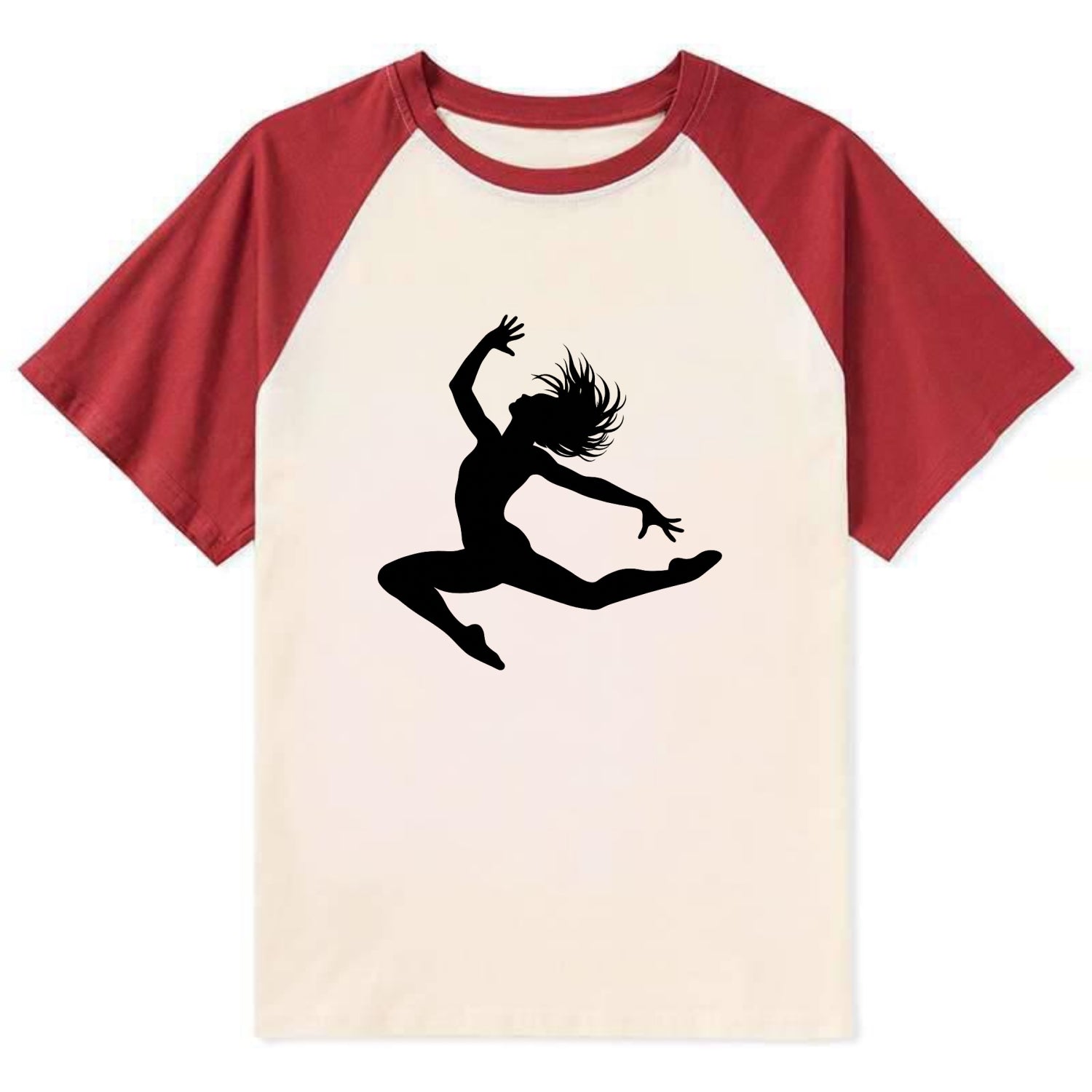 Contemporary dancer leap mid-air - Contrast Raglan T-shirt - Red
