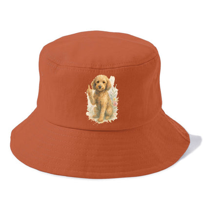 Labradoodle hypoallergenic with wavy coat, intelligent eyes, paw raised - Bucket Hat - Red