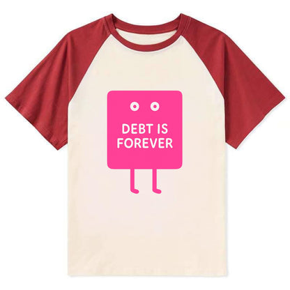 DEBT IS FOREVER | Immortal credit card - Contrast Raglan T-shirt - Red