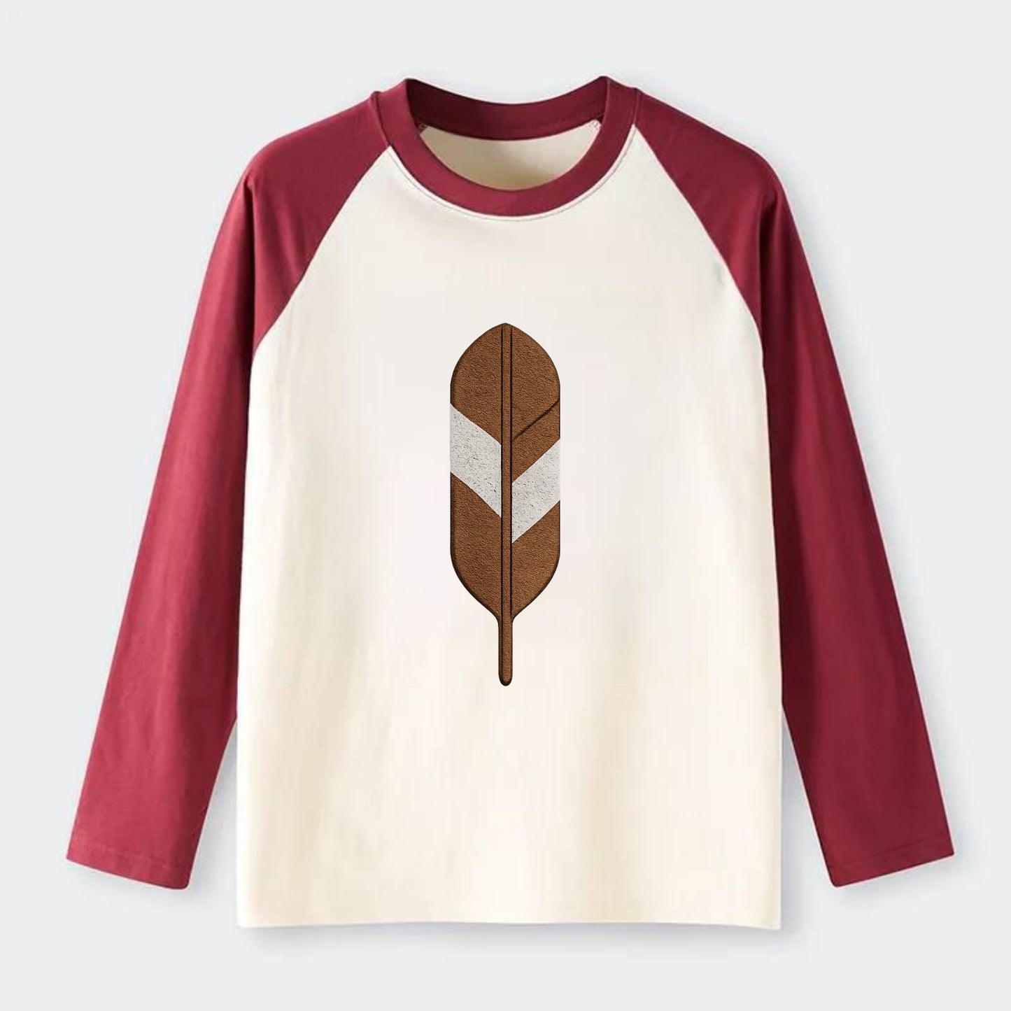 Eagle Feather  - Raglan Long Sleeve T-Shirt - Red