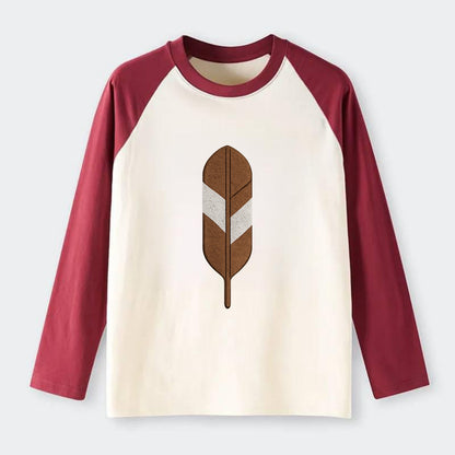 Eagle Feather  - Raglan Long Sleeve T-Shirt - Red