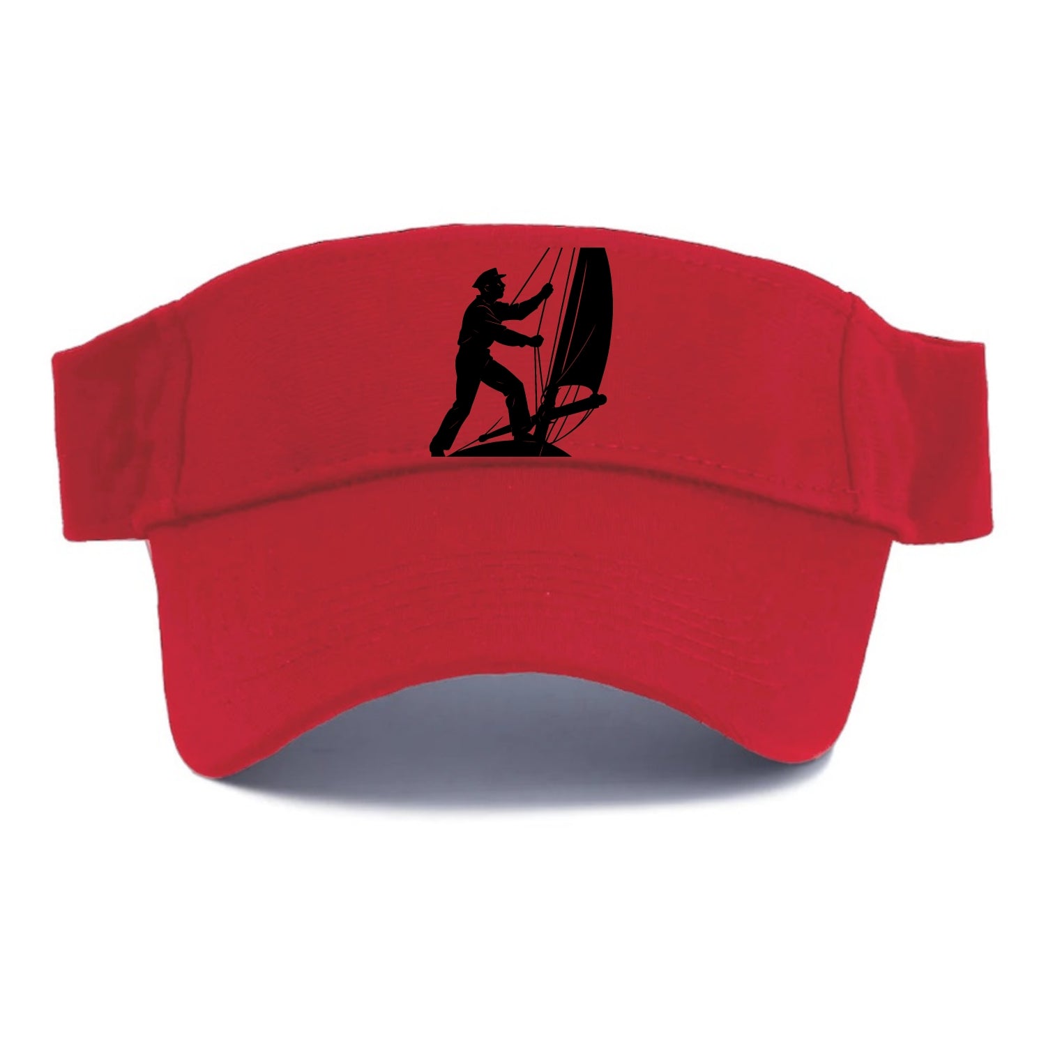 Sailor adjusting the boom on a sailboat - Visor - Red