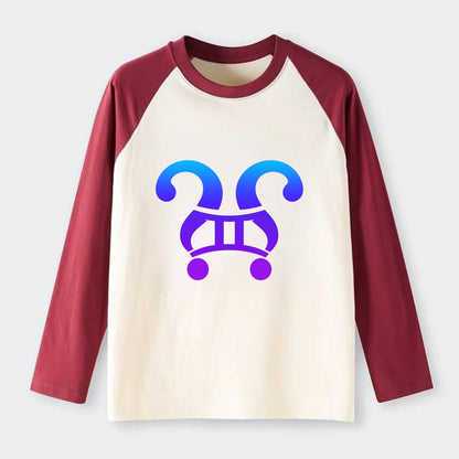 CURIOUS TWINS | Twin question marks | Endless curiosity | Seeking - Raglan Long Sleeve T-Shirt - Red