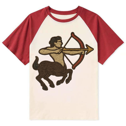 Sagittarius Arrow  - Contrast Raglan T-shirt - Red