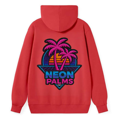 Neon Palms - Classic Pullover Hoodie - Red