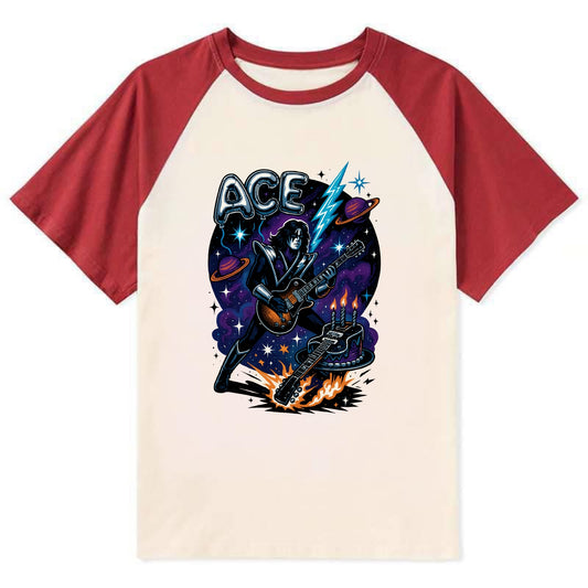 Ace Birthday Celebration - Contrast Raglan T-shirt - Red